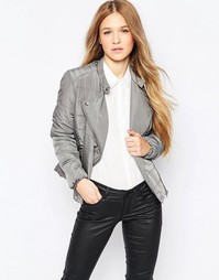 Короткая уплотненная куртка с асимметричной молнией Vero Moda - Pewter
