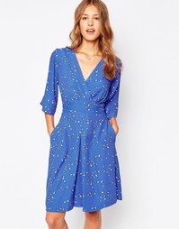 Платье с рукавами‑кимоно и принтом птиц Closet - Синий