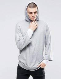 ASOS Oversized Longline Double Layer Hoodie - Серый меланж