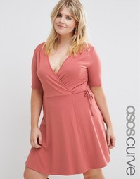 Чайное платье с запахом ASOS CURVE - Сумеречно-розовый