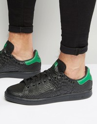 Черные кроссовки со змеиным принтом adidas Originals Stan Smith S80022