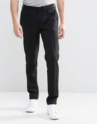 ASOS Super Skinny Trouser In Black Jersey With Turn Up - Черный