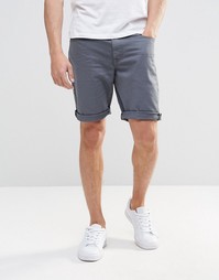 Синие суперзауженные джинсовые шорты ASOS - Brushed nickel