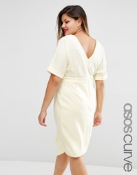 Платье с вырезом сзади ASOS CURVE - Лимонный
