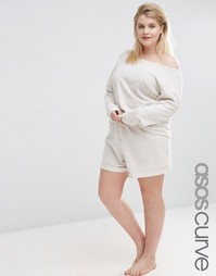 Светло-бежевые трикотажные шорты ASOS CURVE LOUNGE