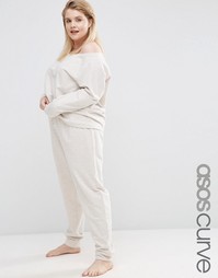 Меланжевые трикотажные джоггеры ASOS CURVE LOUNGE - Серо-желтый меланж