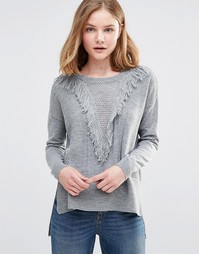 Джемпер с бахромой спереди Vero Moda Clarisa - Светло-серый меланж