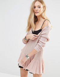 Free People Ribs and Ruffles Jumper - Розовый смешанный 6024