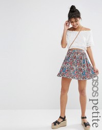 Расклешенная юбка с пестрым принтом ASOS PETITE - Мульти