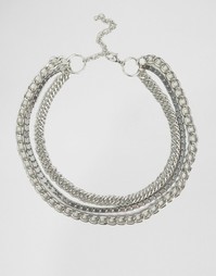 Короткое ожерелье из цепочек Glamorous - Серебряный