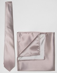 Свадебный розовый галстук и платок для пиджака ASOS - Темно-розовый