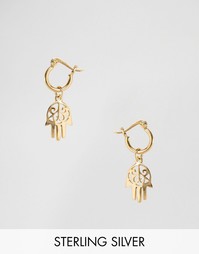 Позолоченные серебряные серьги‑кольца с хамсой ASOS