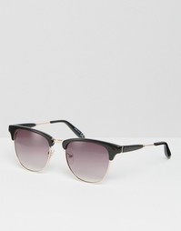 Черные солнцезащитные очки в стиле ретро с золотистой отделкой ASOS