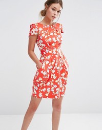 Платье с короткими рукавами и цветочным принтом Closet - Красный