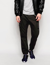 ASOS Drop Crotch Cargo Trousers With Cuffed Hem - Черный