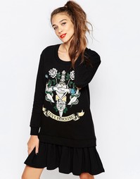 Трикотажное платье с принтом и заниженной талией Love Moschino Rose &amp;