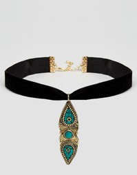 Ожерелье-чокер с мозаичной подвеской Rock N Rose Antonia - Черный