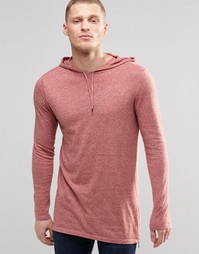 Хлопковое удлиненное худи с молниями по бокам ASOS - Розовый и серый