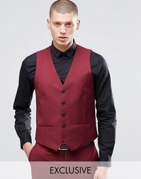 Бордовый зауженный жилет Farah - Burgundy