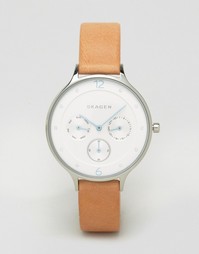 Часы со светло-коричневым кожаным ремешком Skagen Anita SKW2449