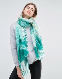 Зеленый oversize-шарф с абстрактным принтом Becksondergaard - Зеленый