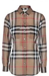 Блуза свободного кроя в клетку с накладными карманами Burberry Brit