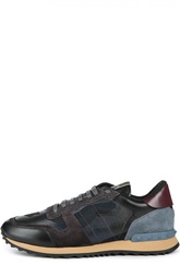 Кожаные кроссовки с принтом Valentino