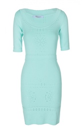 Платье-футляр с перфорацией и круглым вырезом Blumarine