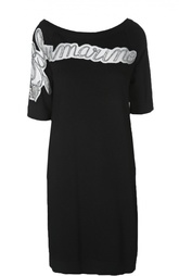 Платье прямого кроя с полупрозрачной вставкой и вышивкой Blumarine