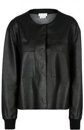 Кожаная куртка с круглым вырезом и манжетами DKNY