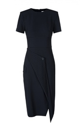 Облегающее платье в полоску асимметричного кроя DKNY