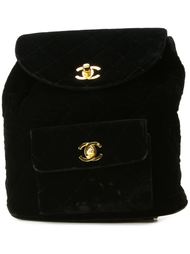 бархатный рюкзак с логотипом  Chanel Vintage