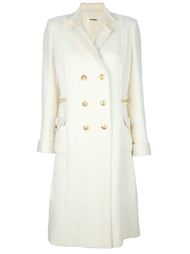 двубортное пальто с золотистыми пуговицами Chanel Vintage
