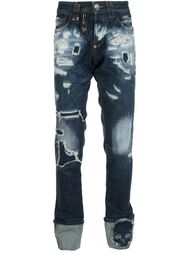 джинсы прямого кроя с потертой отделкой Philipp Plein