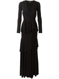 длинное платье с оборками  Roberto Cavalli