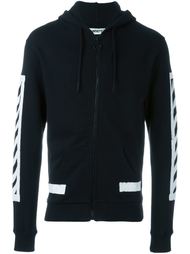 striped logo zipped hoodie Off-White