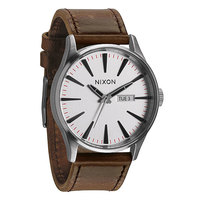 Часы Nixon Sentry Leather Silver/Brown