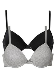 Бюстгальтер (2 шт.), чашка D (черный + серый меланж) Bonprix
