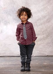 Рубашка с принтом + галстук (2 изд.), Размеры  80/86-128/134 (кленово-красный с рисунком) Bonprix