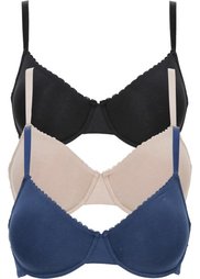 Бюстгальтер (3 шт.), чашка B (синий/телесный/черный) Bonprix