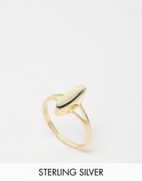 Позолоченное серебряное кольцо в форме овала ASOS - Золотой