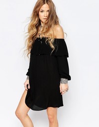 Фестивальное платье с длинным рукавом и открытыми плечами Glamorous