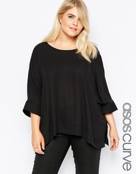 Oversize-футболка с V-образным вырезом сзади ASOS CURVE