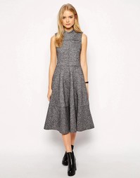 Шерстяное платье миди с высоким воротом ASOS Premium