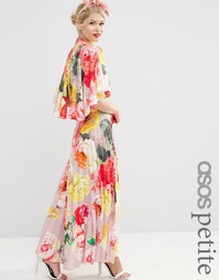 Плиссированное платье макси с принтом ASOS PETITE WEDDING - Mink