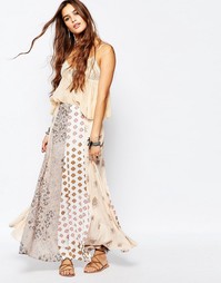 Юбка макси с принтом Free People - Кремовый
