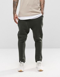 ASOS Drop Crotch Joggers With Biker Zip Detail In Khaki