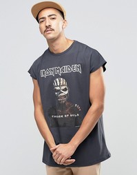 ASOS Iron Maiden Oversized T-Shirt - Выбеленный черный
