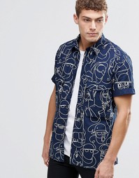 G-Star Type C Boxy Shirt Short Sleeve Helmet Doodle Print