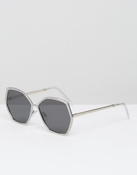 ASOS Oversized 70s Sunglasses In Silver Glitter Frame - Мульти
